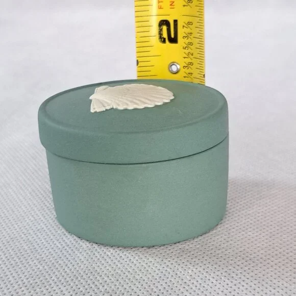 Wedgewood Teal Green Blue Sea Shell Trinket Ring Box Rare Jasperware